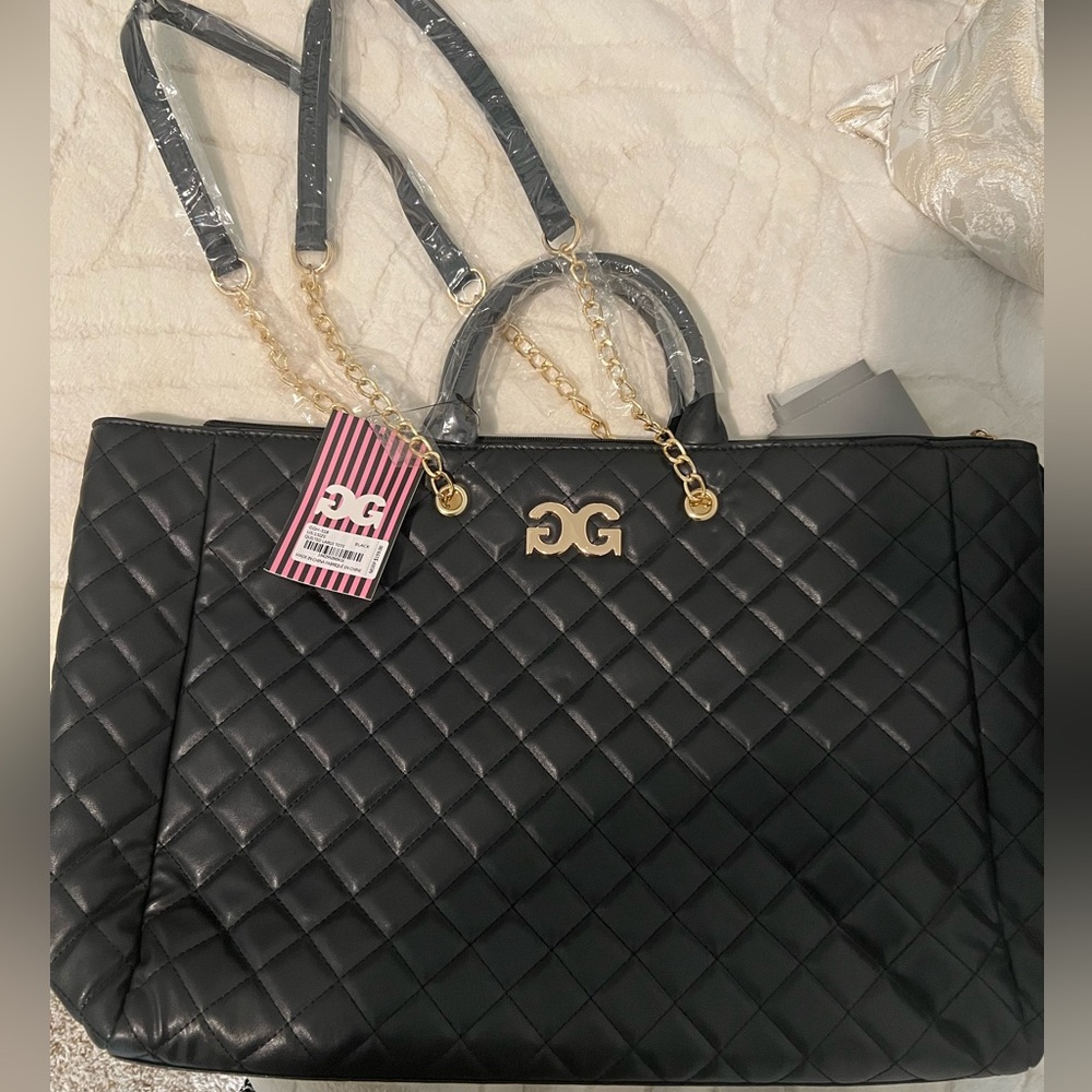 Luxurious Black and Gold Quilted Tote